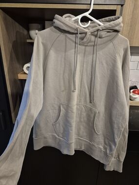 Club Monaco Beige Gray Drawstring Hoodie Sweater